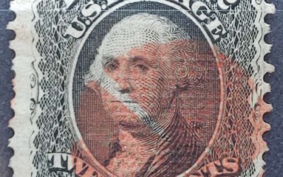 U.S.A. #90 Fine red cancel Used 1868 12c Washington