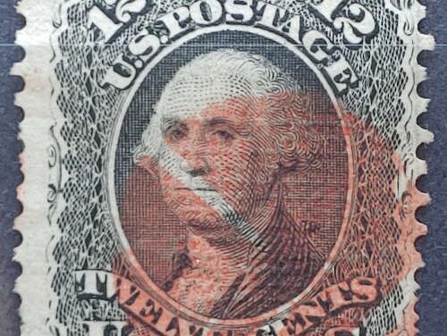 U.S.A. #90 Fine red cancel Used 1868 12c Washington