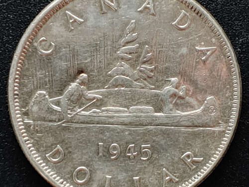 Canada F/VF 1945 George VI 5 over 5 Variety Silver Dollar