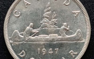 Canada BU 1947 Blunt Seven George VI Voyageur Silver Dollar