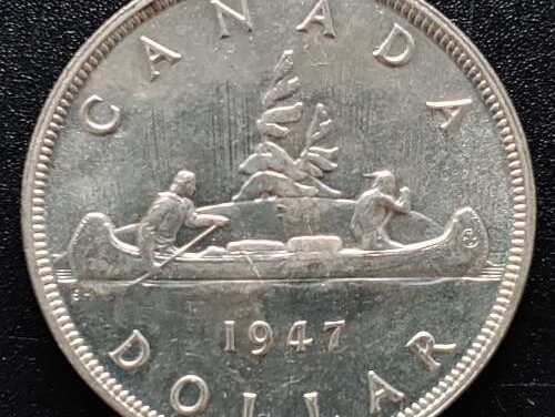 Canada BU 1947 Blunt Seven George VI Voyageur Silver Dollar