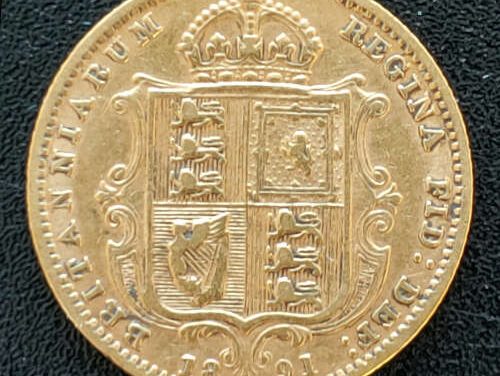 Great Britain VF 1891 Victoria Gold Half Sovereign .1177oz AGW