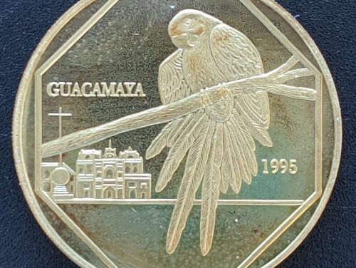 Guatemala BU 50 Quetzales Parrot Brass Pattern, only 75 issued