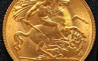 Great Britain Unc 1914 George V Gold Half Sovereign .1178oz AGW