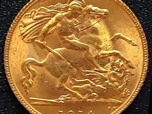 Great Britain Unc 1914 George V Gold Half Sovereign .1178oz AGW