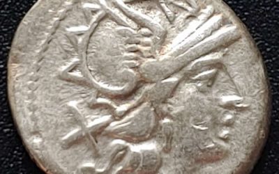 Roman Republic 211-10 BC 3.5gm Silver Denarius w/ Roma etc