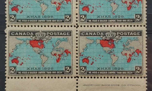 Canada #86b Fine three Never Hinged 1898 2c Map Imprint Block