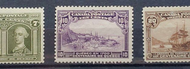 Canada #100, 101, 103 Fine Mint 1908 Quebec trio