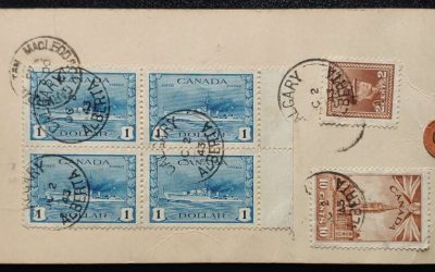 Canada #250, 257, 262 2 Jun 1943 $4.12 Registered Parcel Tag (6)