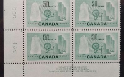 Canada #334 VFNH 1953 50c LL Plate One dual Variety Block (4)