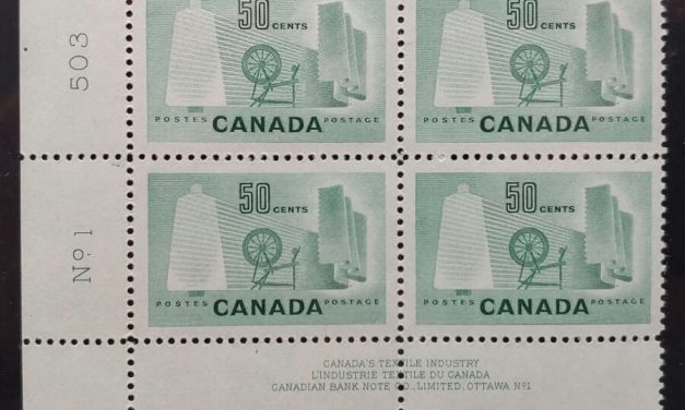 Canada #334 VFNH 1953 50c LL Plate One dual Variety Block (4)