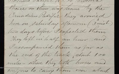 Kamloops, B.C. 6 Oct 1885 4-pg Marcus Smith Letter to his wife