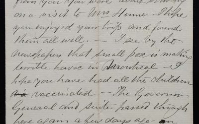 Kamloops, B.C. 20 Oct 1885 Marcus Smith letter to his wife