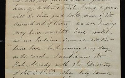 Kamloops, B.C. 22 Nov 1885 Marcus Smith last Letter to his wife