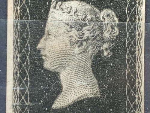G.B. #1 Fine Unused 1840 1d Black Plate 5, margin tear