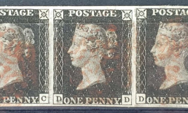 G.B. #1 F/VF Used 1840 1d Black Plate 4 Strip (3)
