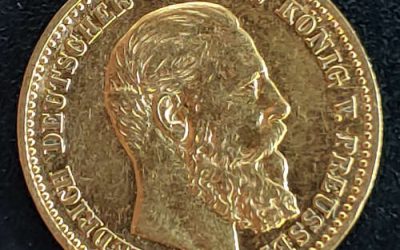 Prussia XF 1888A Gold 10 Mark, trifle rim nicks .1152oz AGW