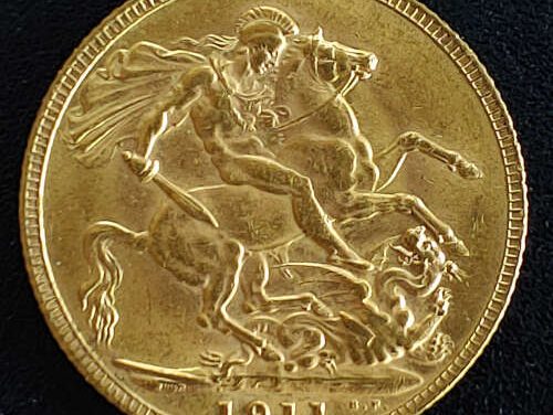 G.B. Unc 1911 first George V Gold Sovereign .2355oz