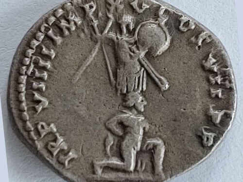 Titus AD 71-81 Jewish captive 3gm Silver Denarius