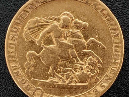 G.B./Colonial Canada abt Fine 1820 George III Gold Sovereign .2355oz