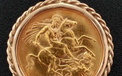 G.B. XF 1967 QEII Gold Sovereign in 14k gold rope Bezel .2355+oz