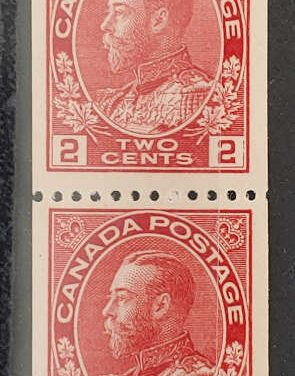 Canada #132 VFNH 1915/24 2c Admiral Coil Strip, ex Hennok