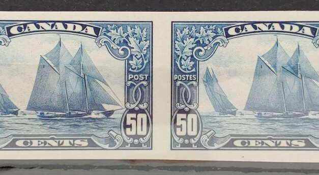 Canada #158a VFNH 1929 50c Bluenose Imperforate Pair