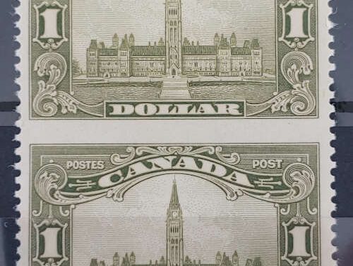 Canada #159c VF one NH 1929 $1 Parliament Perf by Imperf Pr