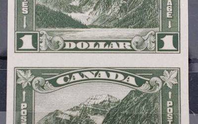 Canada #177a VFNH 1930 $1 Cavell Imperforate Pair, 75 issued