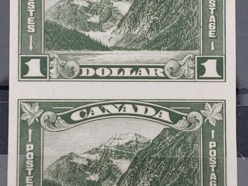 Canada #177a VFNH 1930 $1 Cavell Imperforate Pair, 75 issued