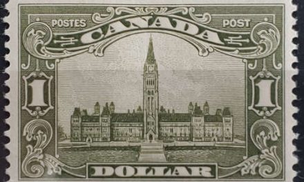 Canada #159 VF Mint 1929 $1 Parliament, trifle offset