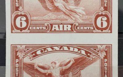 Canada #C5b VF Unused 1935 6c Airmail Imperforate Pair