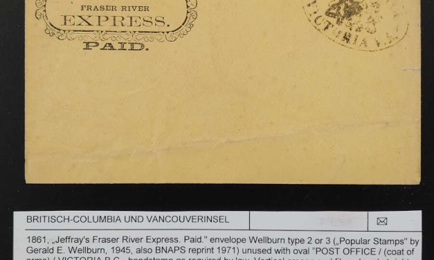 Jeffray’s Fraser River Express, Victoria oval 1861 Unu Cvr, ex Wellburn
