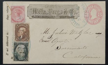 Wells Fargo circa 1867 15c U.S. mixed franked Express Cvr, 2014 Cert