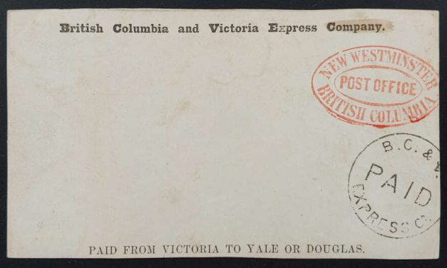 B.C. and Victoria Express circa 1862/63 New West Paid Front, ex Wallace