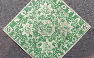 Nova Scotia #5 VF Used 1851 6d Dark Green
