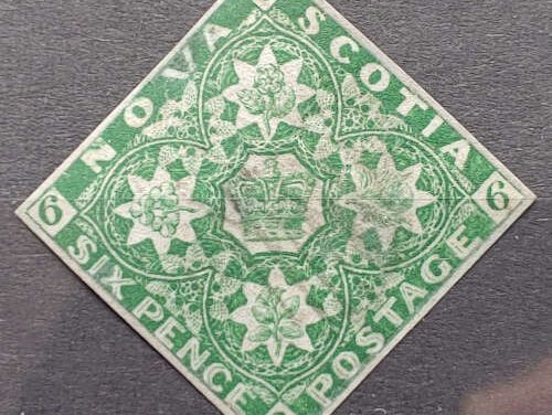 Nova Scotia #5 VF Used 1851 6d Dark Green