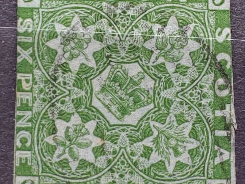 Nova Scotia #4 VG+ Used 1851 6d Yellow Green