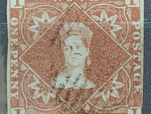 Nova Scotia #1 Fine Used 1853 1d Red Brown