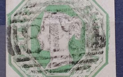 G.B. #5 Used 1847 1/- Pale Green embossed