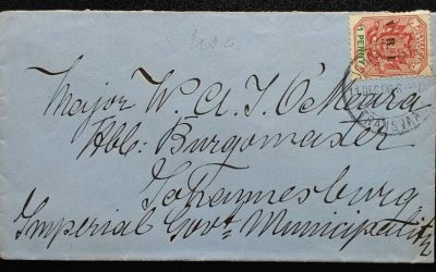 Transvaal 11 Dec 1900 1d Major W.A. O’Meara Boer War Cover