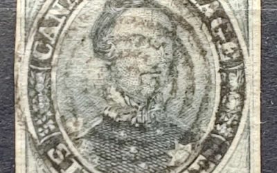 Canada #2 Fine+ Used 1851 6d Albert, Laid Paper