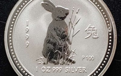 Australia BU 1999 .999 fine ounce Year of the Rabbit Silver $1