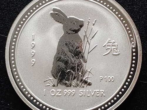 Australia BU 1999 .999 fine ounce Year of the Rabbit Silver $1