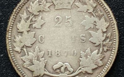 Canada G6 1870 Queen Victoria first issue Silver 25 Cents