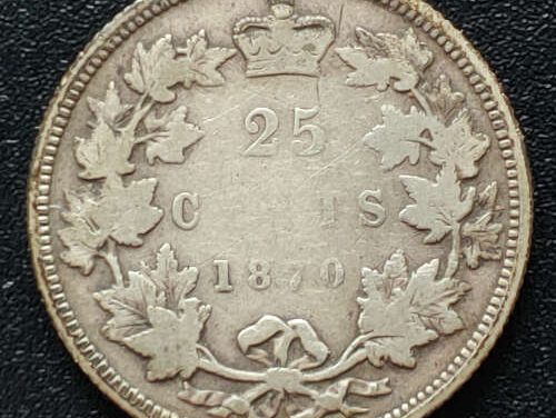 Canada G6 1870 Queen Victoria first issue Silver 25 Cents