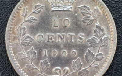 Canada AU 1900 Queen Victoria Silver 10 Cents