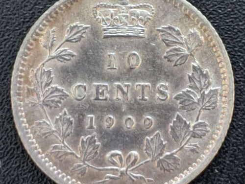 Canada AU 1900 Queen Victoria Silver 10 Cents