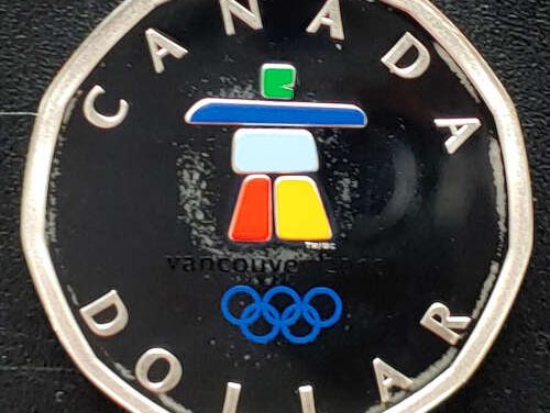 Canada Proof Vancouver 2010 sterling Silver coloured Lucky Loonie