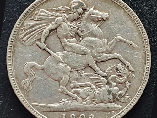 G.B. VF+ 1902 first Edward VII Silver Crown .8409oz ASW